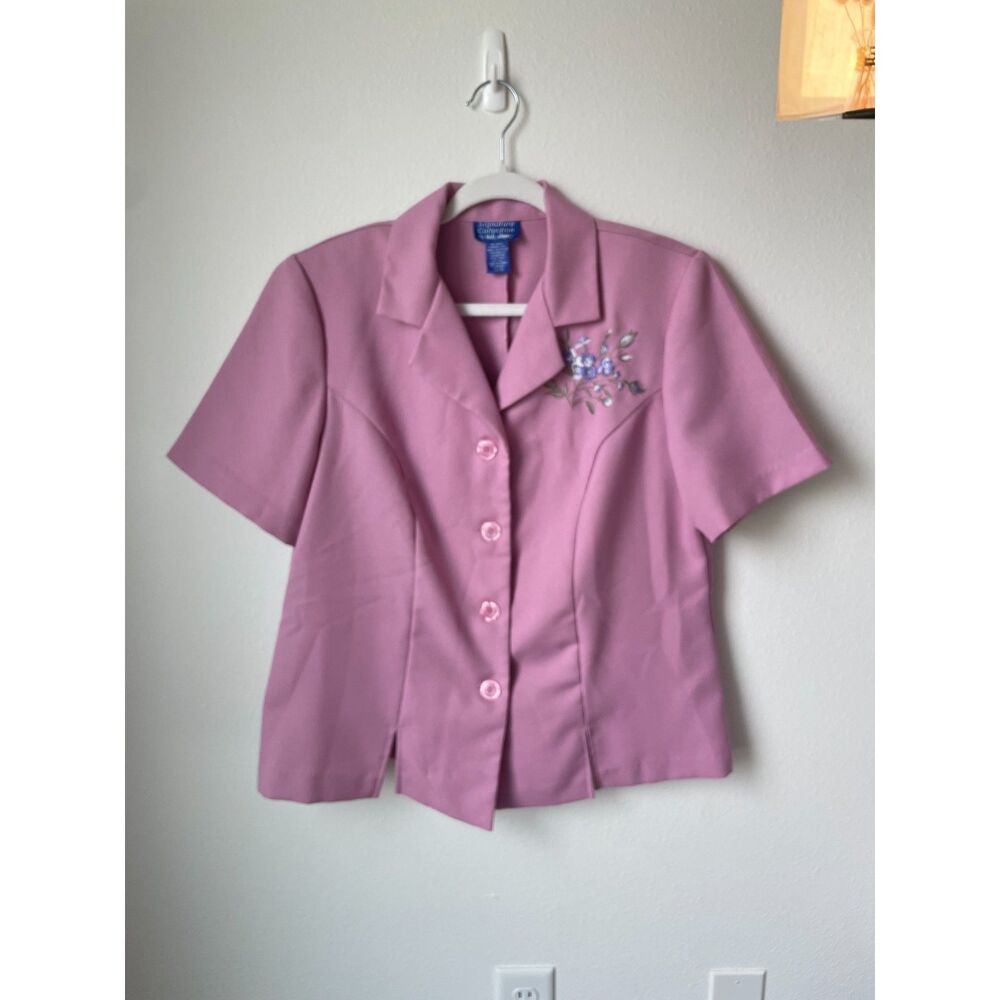 Coquette EMBROIDERED Blazer Top 14 Vintage Vicki Wayne Pink Pastel Blouse